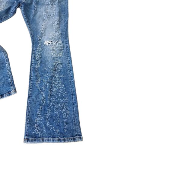 Nova Men's Blue Jeans Sz 42 Switch Up The Flow Stacked Slim Fade Detail Distress - Picture 5 of 16